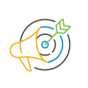 ícone do tópico comunicação, marketing e relacionamento