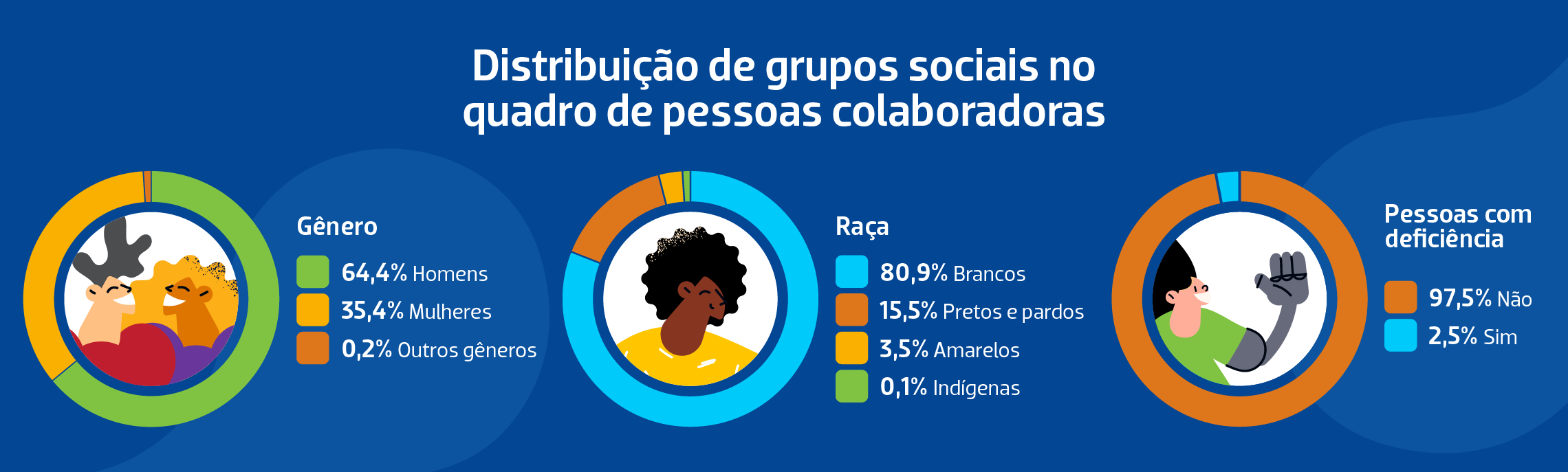 grafico em pizza sobre a distribuição de grupos sociais